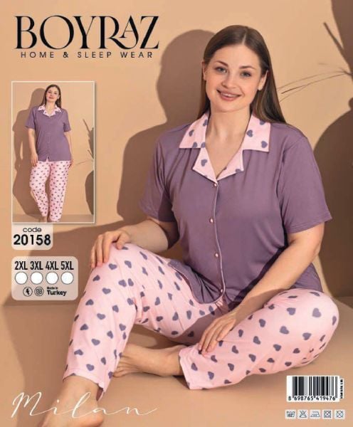 BOYRAZ 20158 MİLAN BATTAL K.KOL PİJAMA TAKIM