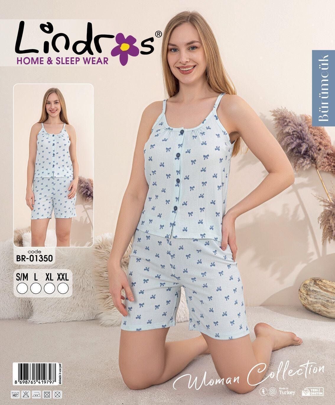 LİNDROS 01350 BÜRÜMCÜK DÜĞMELİ İP ASKILI ŞORTLU TK