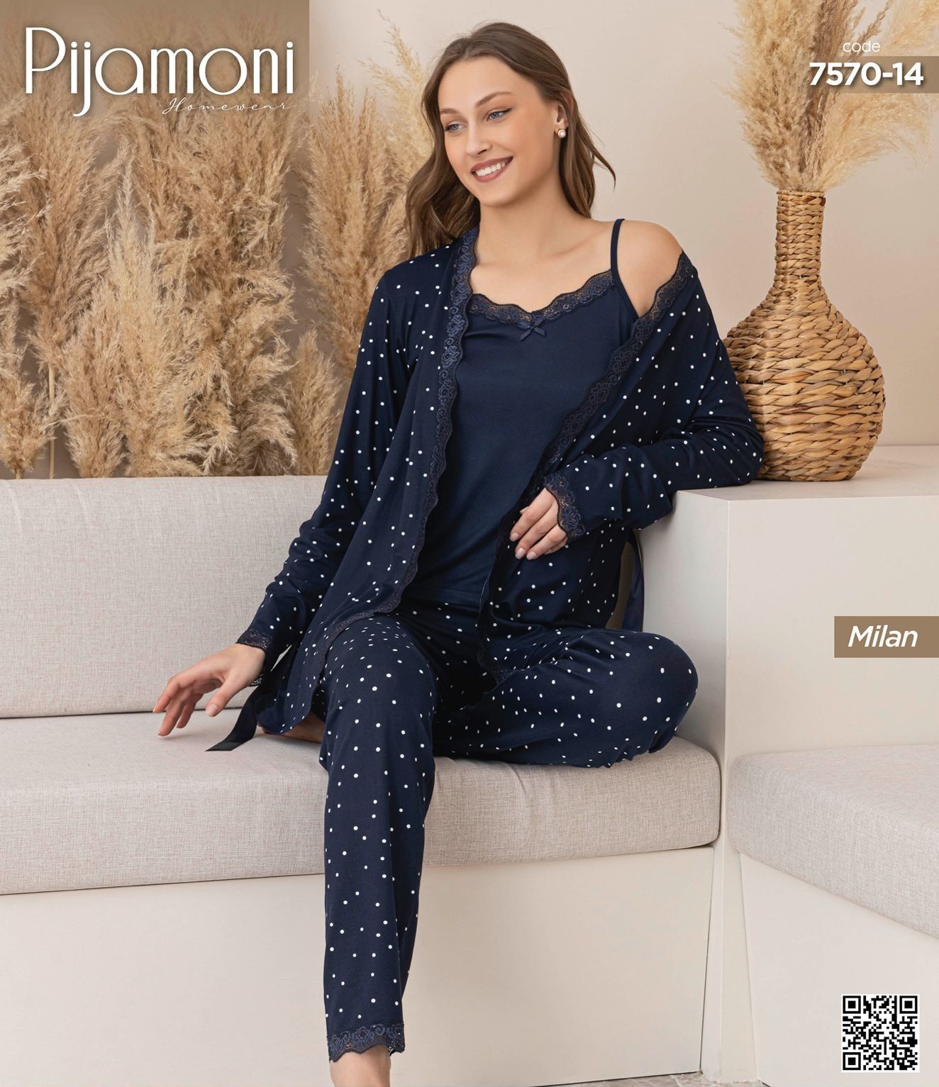 PİJAMONİ 7570-14 MİLAN SABAHLIKLI 3 LÜ TAKIM