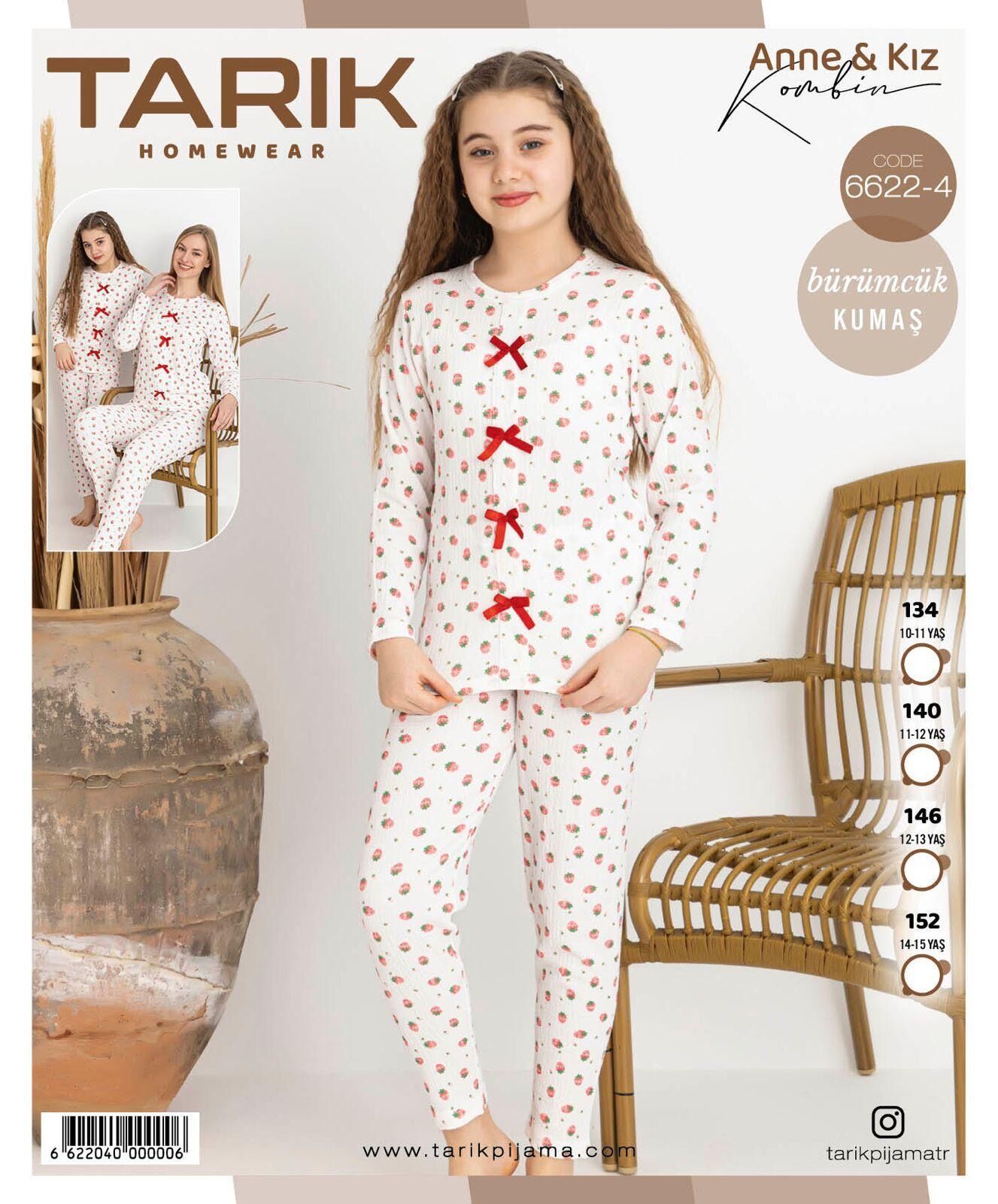 TARIK 6622-4 KIZ 10-15 YŞ BÜRÜMCÜK PİJAMA TAKIM
