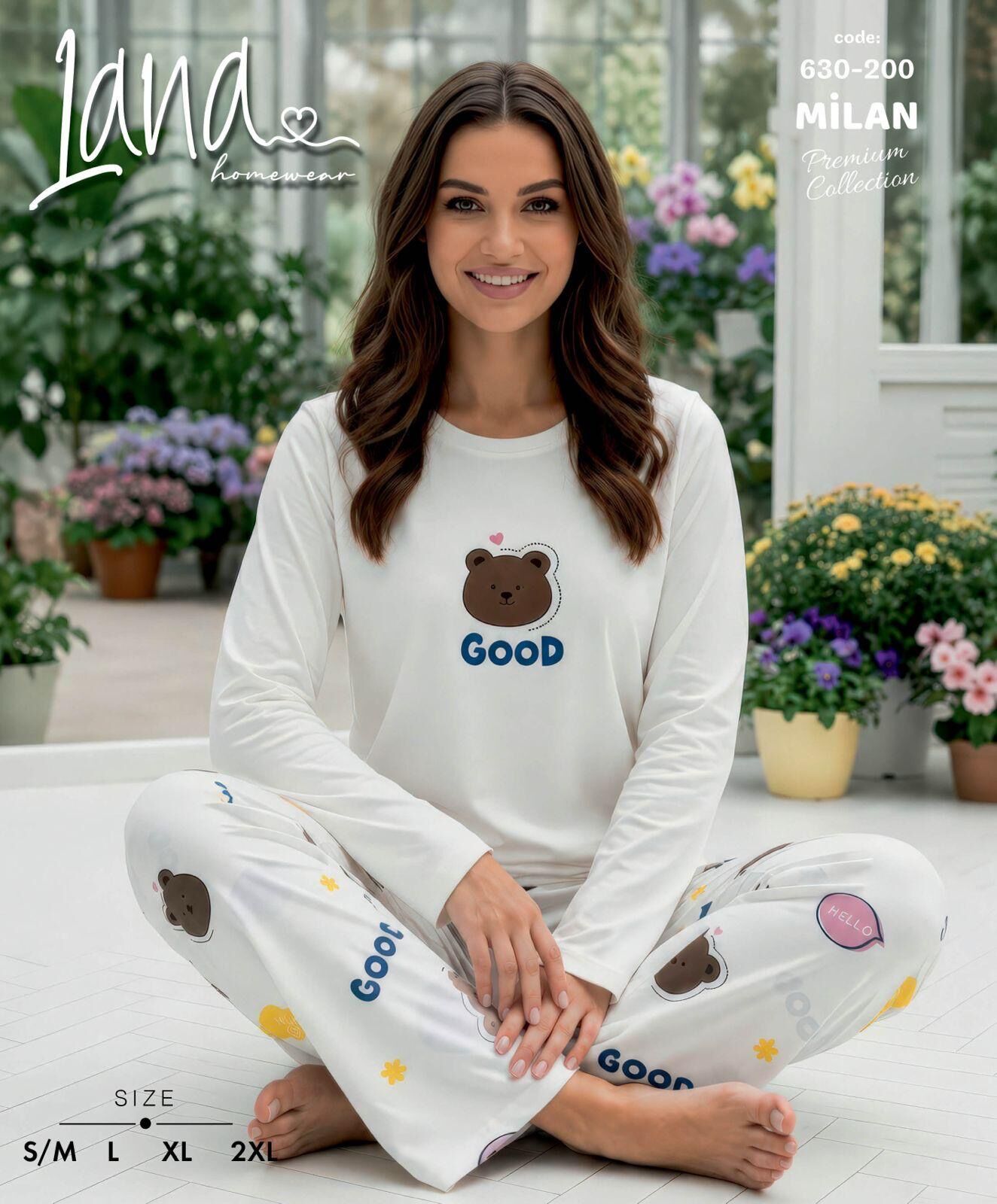LANA 630-200 MİLAN SOFT BİS.YAKA PİJAMA TAKIMI