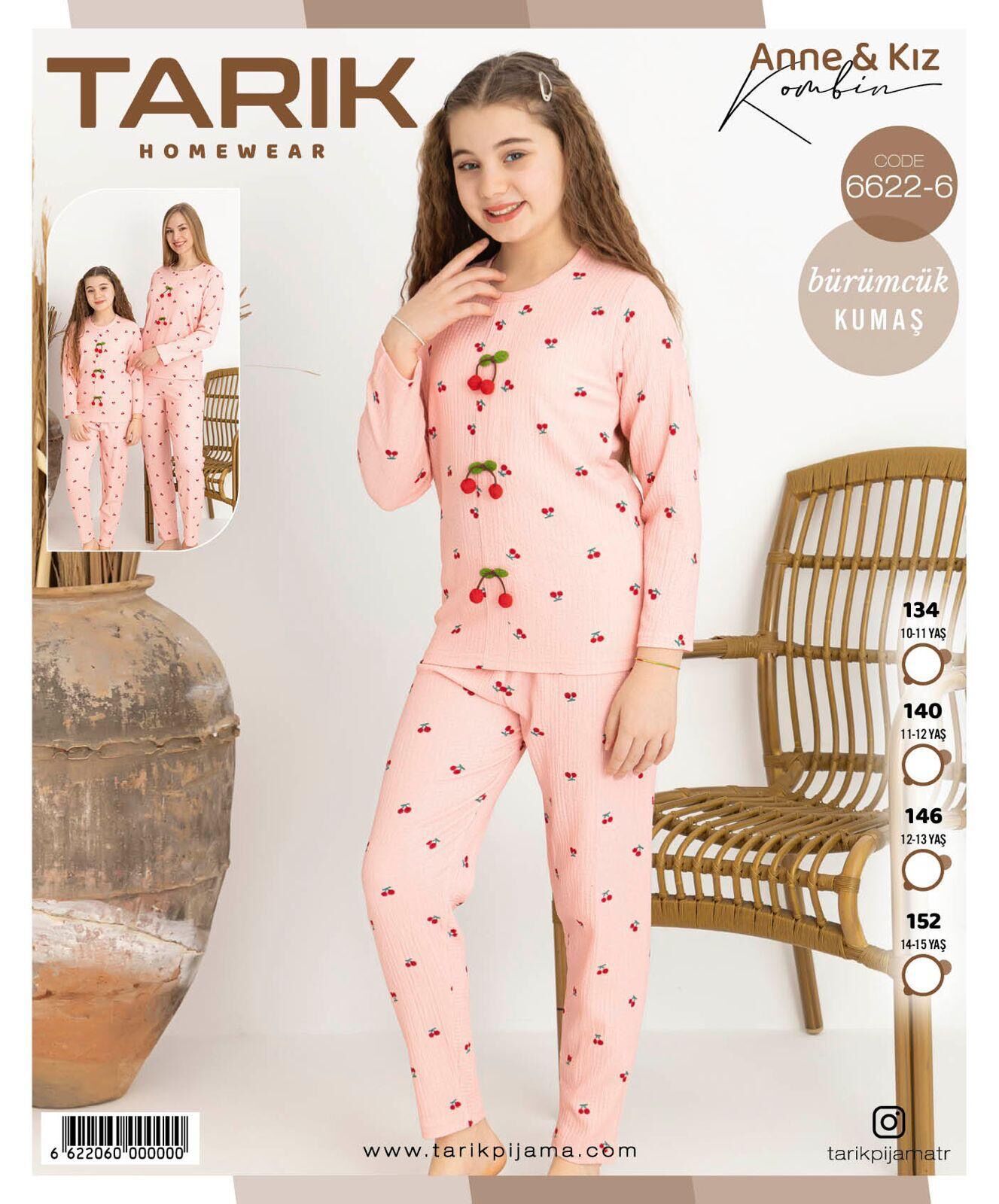 TARIK 6622-6 KIZ 10-15 YŞ BÜRÜMCÜK PİJAMA TAKIM