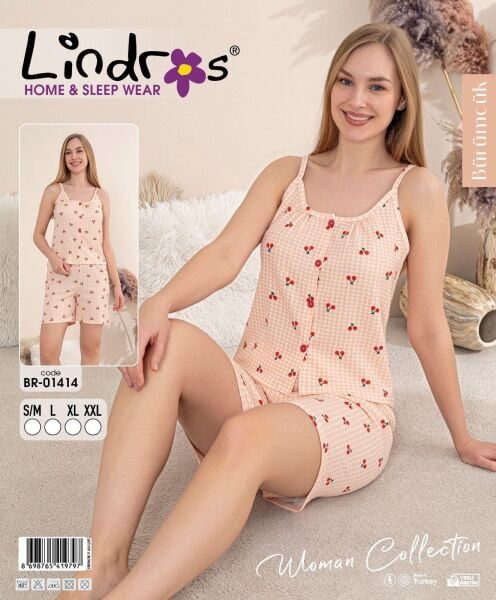 LİNDROS 01414 BÜRÜMCÜK DÜĞMELİ İP ASKILI ŞORTLU TK