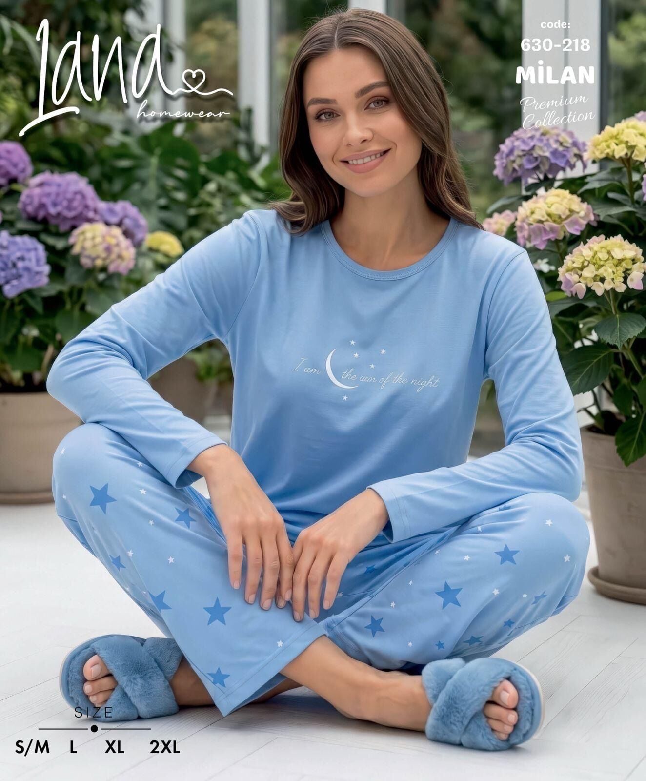 LANA 630-218 MİLAN SOFT BİS.YAKA PİJAMA TAKIMI
