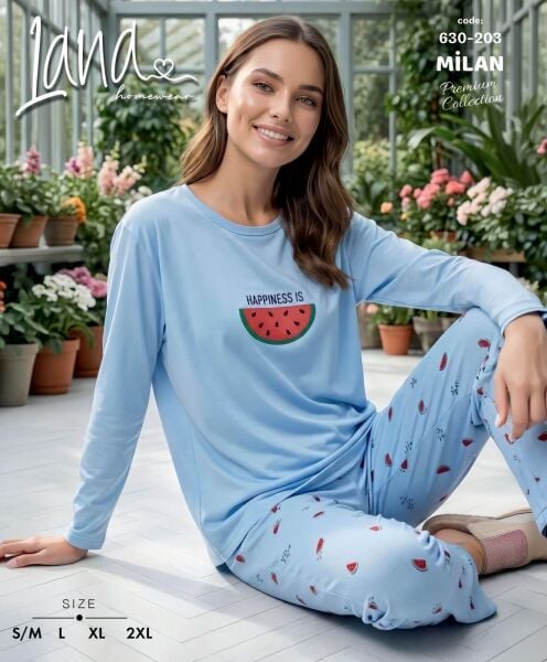 LANA 630-203 MİLAN SOFT BİS.YAKA PİJAMA TAKIMI