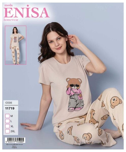 ENİSA 11719 BAYAN SÜPREM KISA KOL PİJAMA TAKIM