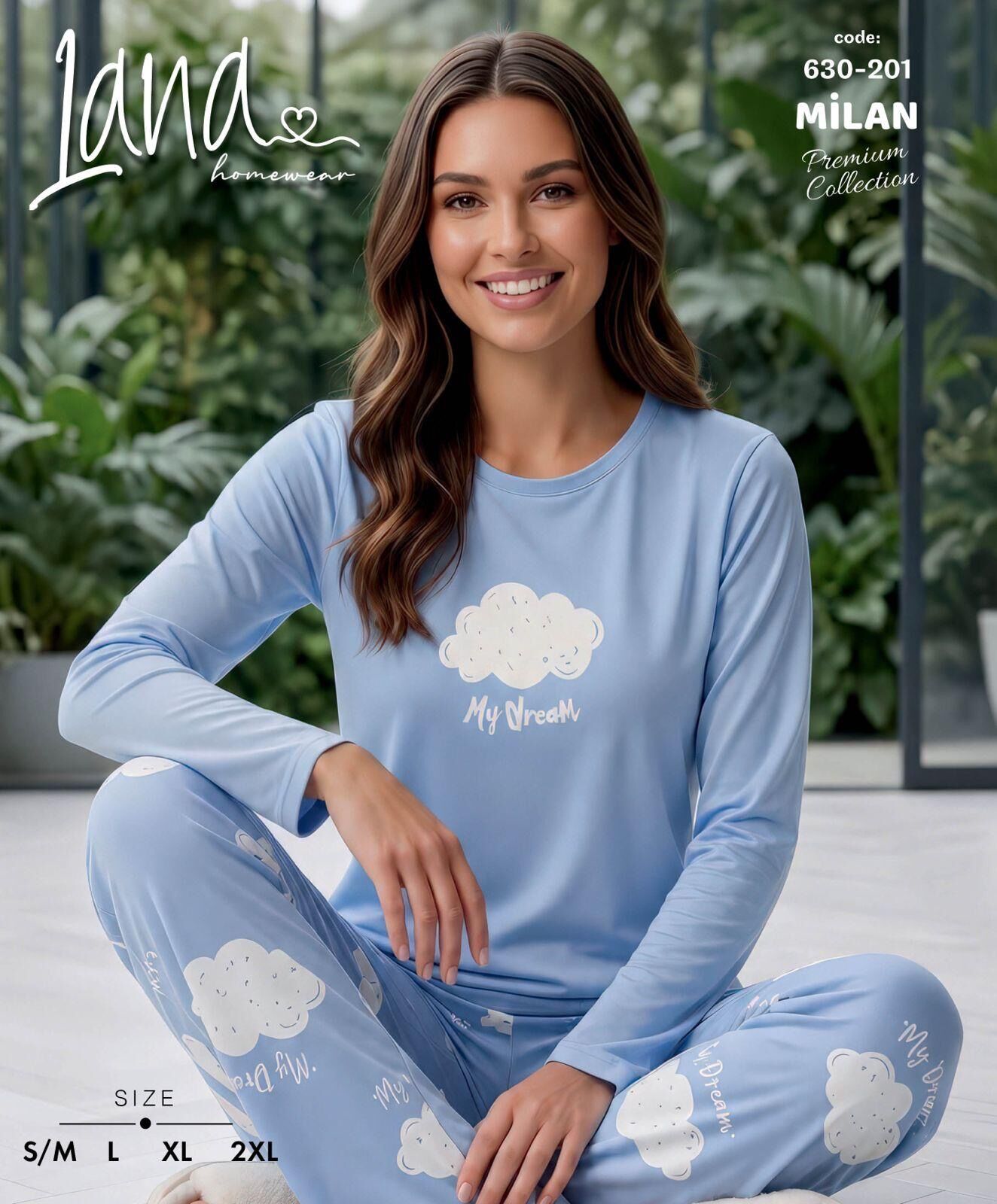 LANA 630-201 MİLAN SOFT BİS.YAKA PİJAMA TAKIMI