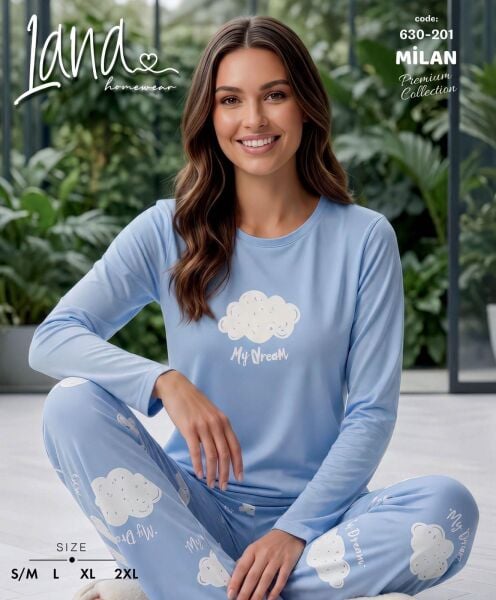 LANA 630-201 MİLAN SOFT BİS.YAKA PİJAMA TAKIMI