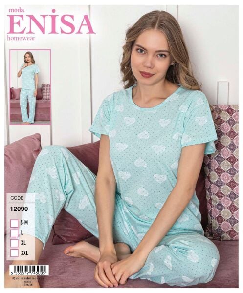 ENİSA 12090 BAYAN SÜPREM KISA KOL PİJAMA TAKIM
