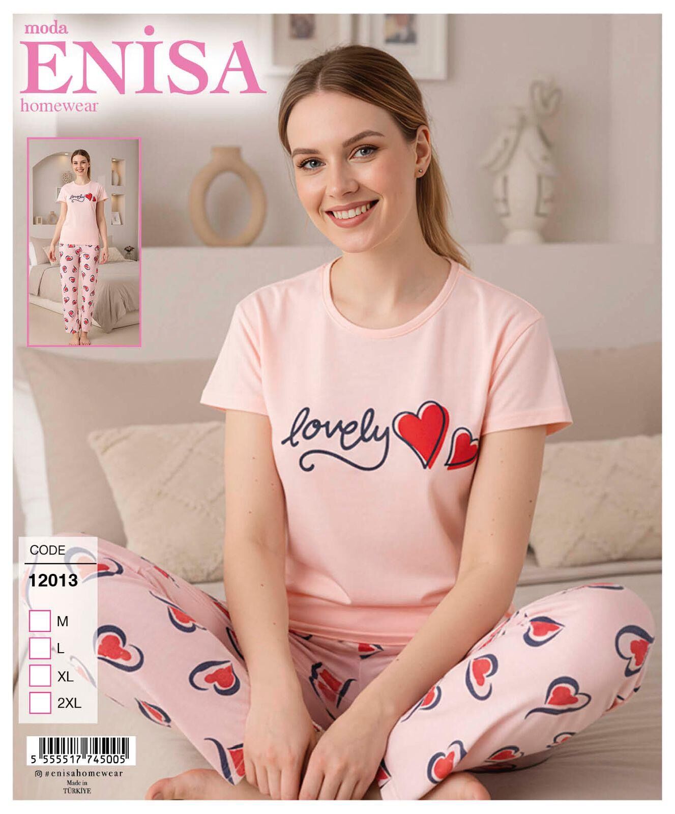 ENİSA 12013 BAYAN SÜPREM KISA KOL PİJAMA TAKIM