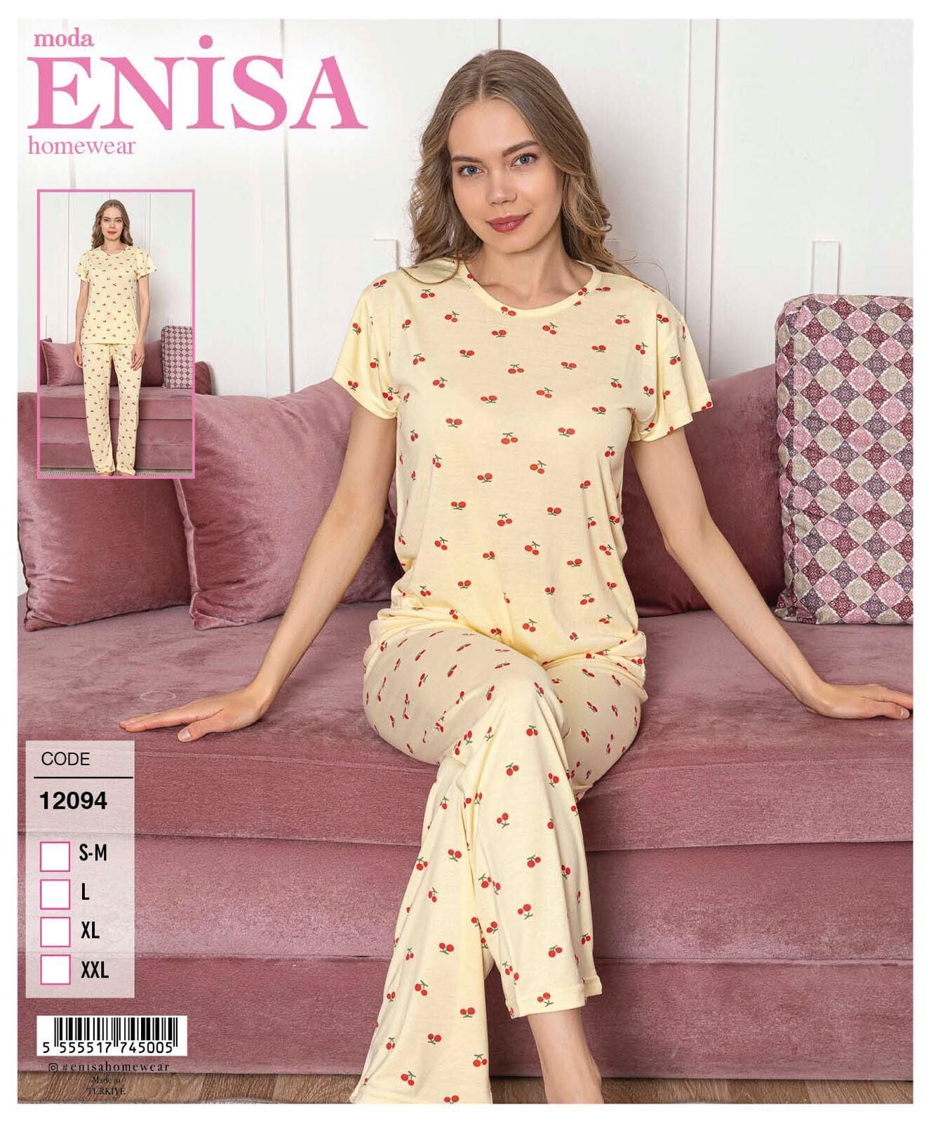 ENİSA 12094 BAYAN SÜPREM KISA KOL PİJAMA TAKIM