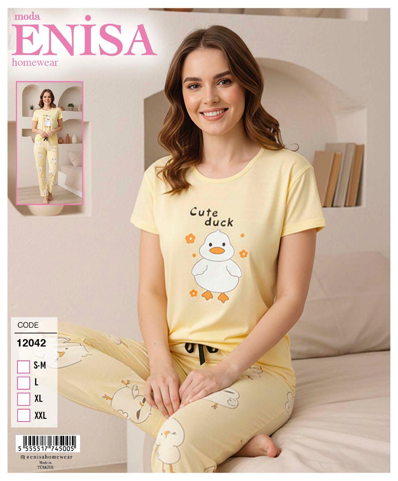 ENİSA 12042 BAYAN SÜPREM KISA KOL PİJAMA TAKIM