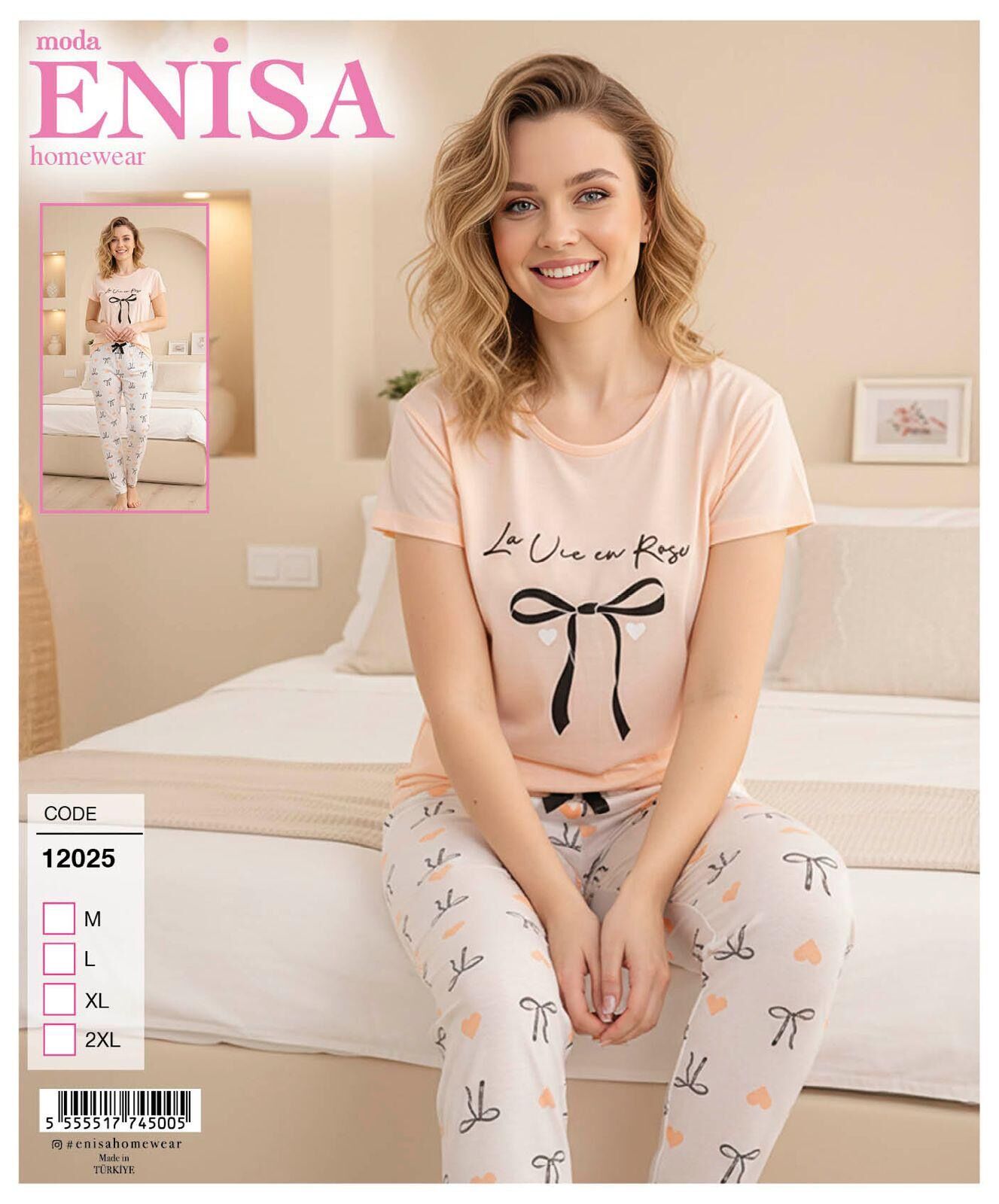 ENİSA 12025 BAYAN SÜPREM KISA KOL PİJAMA TAKIM