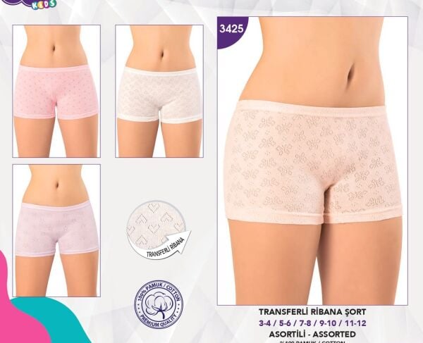 KOTA 3425 KIZ ÇOCUK TRANSFERLİ RİBANA BOXER