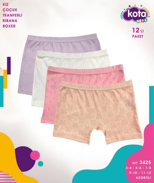 KOTA 3425 KIZ ÇOCUK TRANSFERLİ RİBANA BOXER