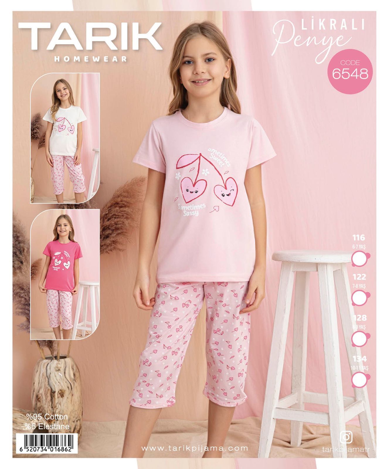 TARIK 6548 KIZ 7-11 YŞ KAPRİ PİJAMA TAKIM