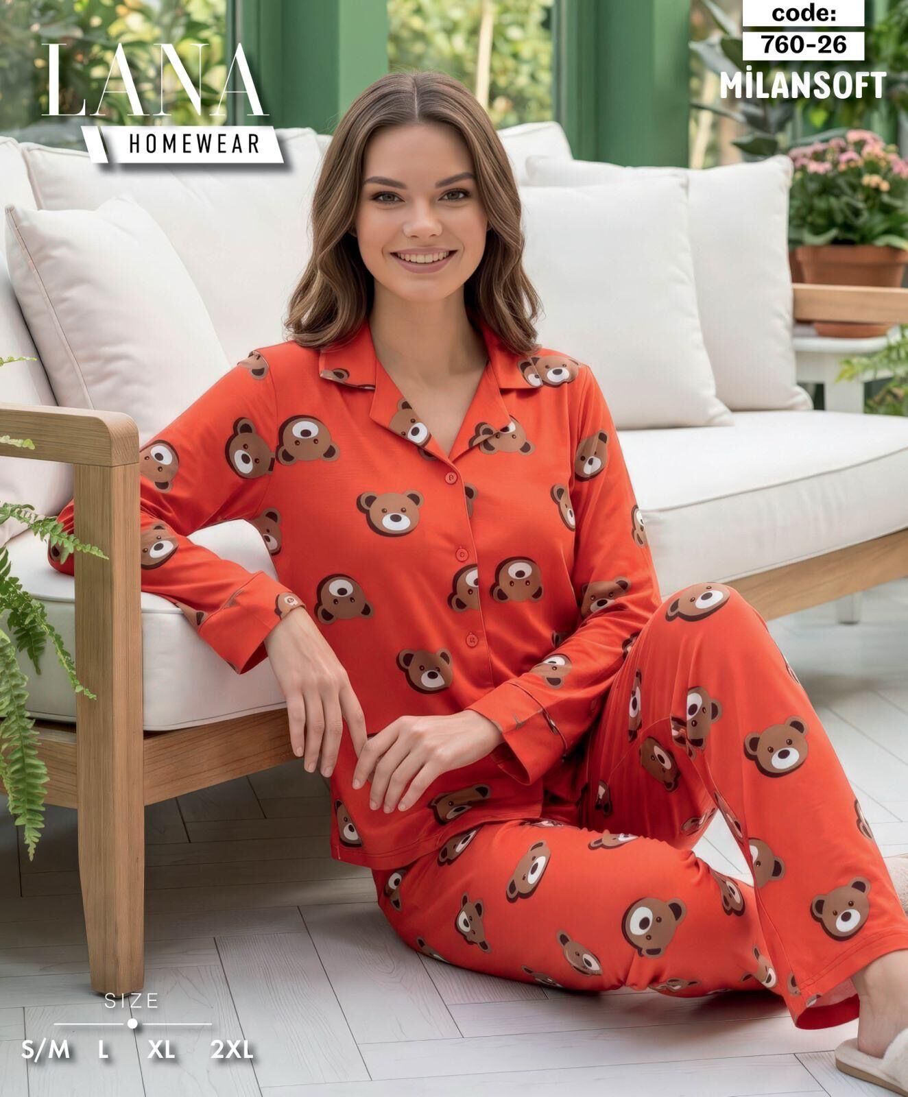 LANA 760-26 BAYAN MİLAN SOFT GÖMLEK PİJAMA TAKIM