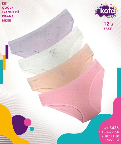 KOTA 3426 KIZ ÇOCUK TRANSFERLİ RİBANA BİKİNİ