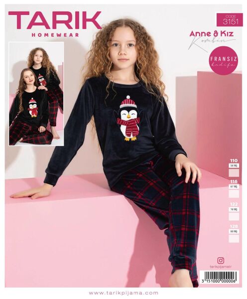 TARIK 3151 KIZ 5-9 YŞ FRANSIZ KADİFE PİJAMA TAKIM