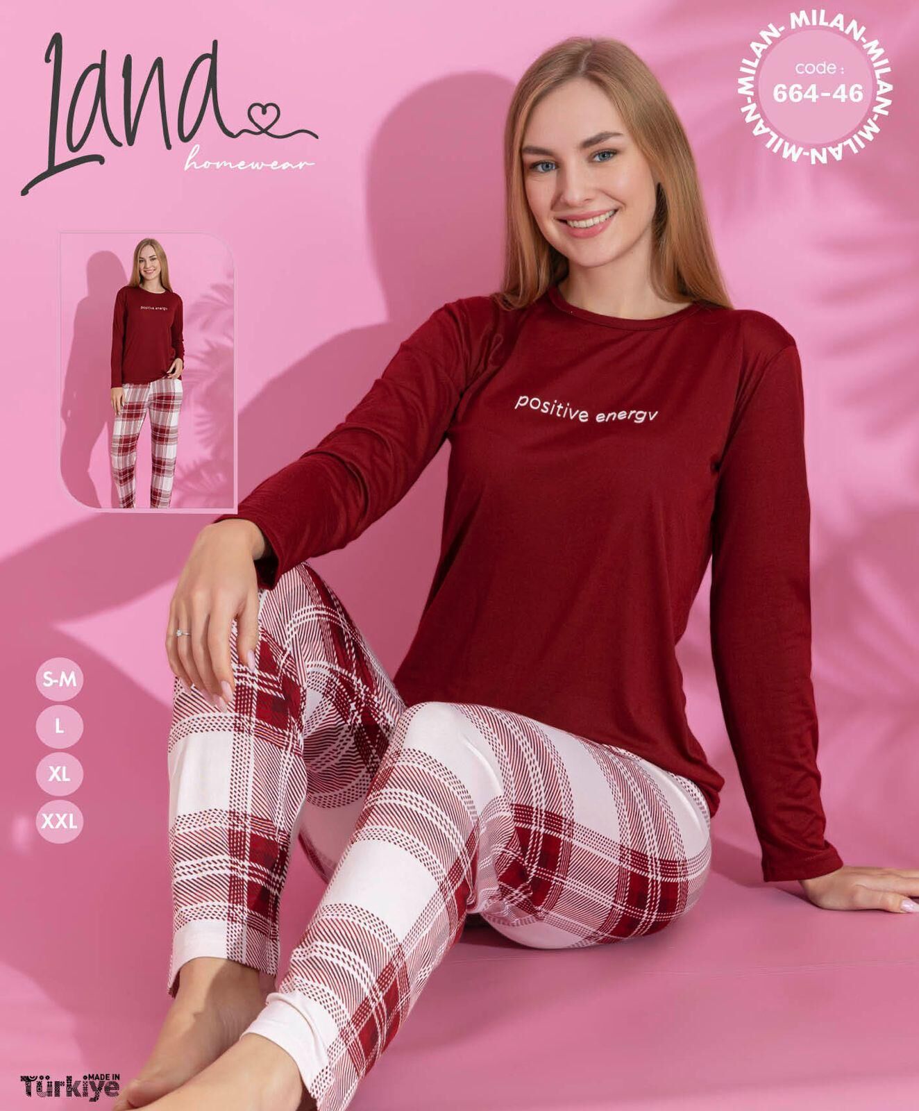 LANA 664-46 MİLAN SOFT BİS.YAKA PİJAMA TAKIMI