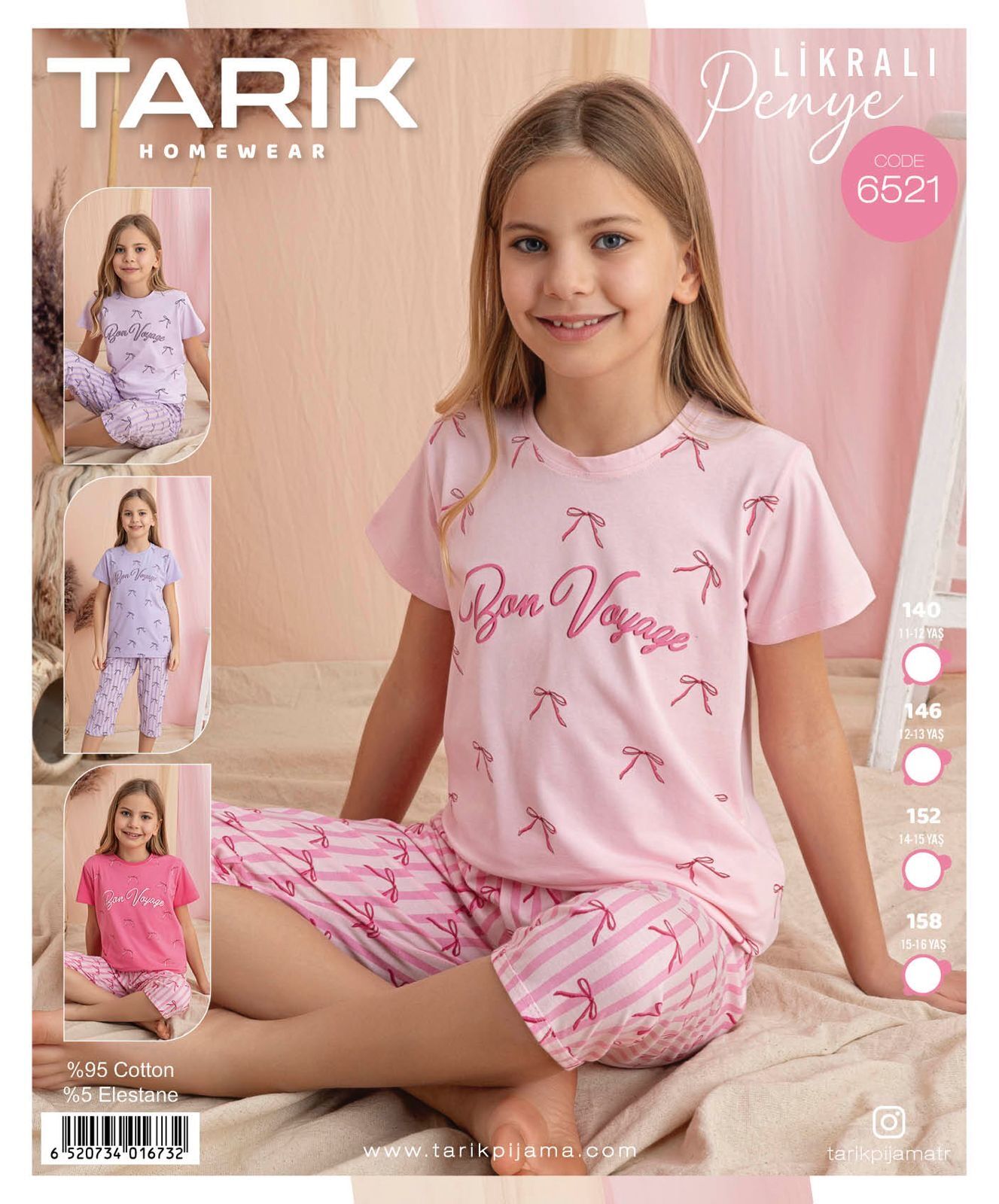 TARIK 6521 KIZ 11-16 YŞ KAPRİ PİJAMA TAKIM