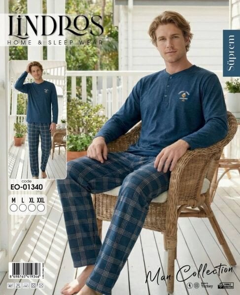 LİNDROS 01340 ERKEK SÜPREM PİJAMA TAKIMI