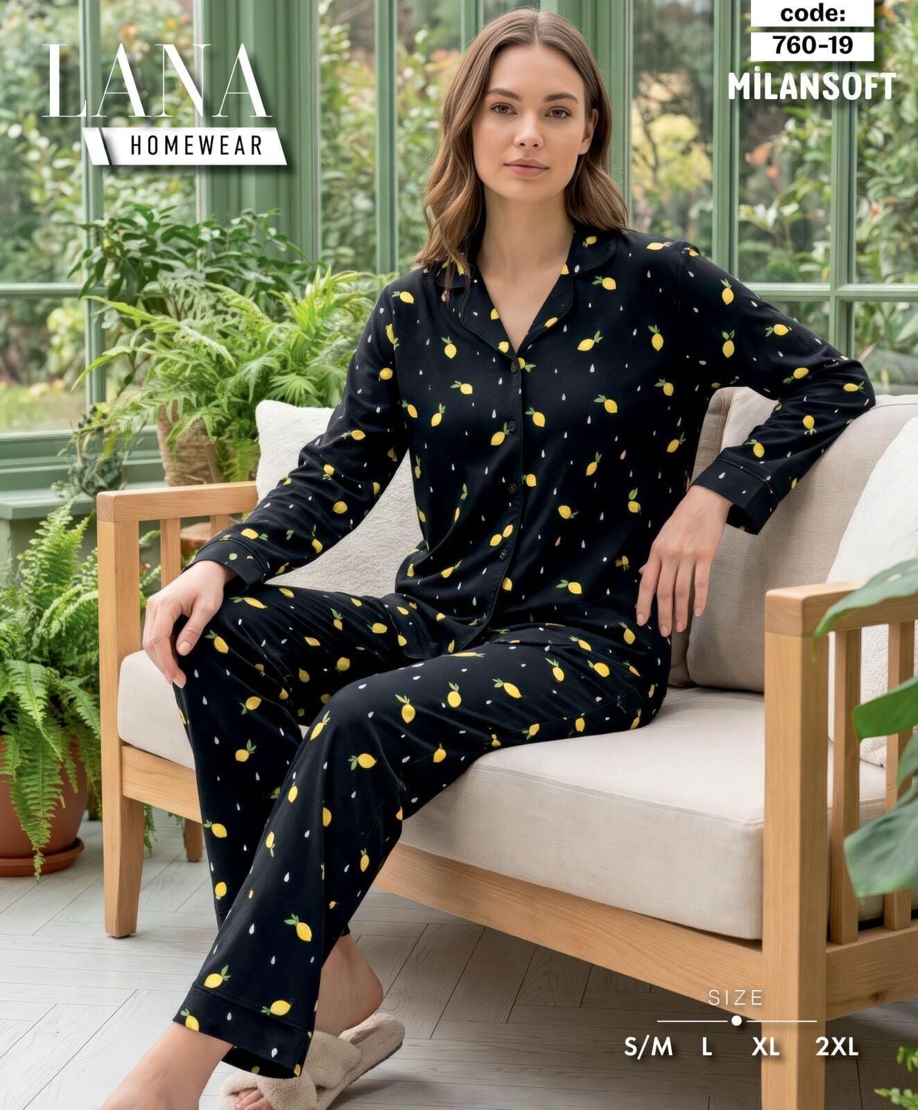 LANA 760-19 BAYAN MİLAN SOFT GÖMLEK PİJAMA TAKIM