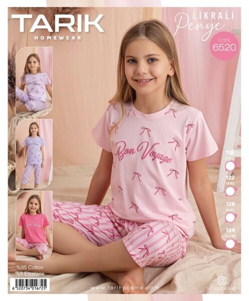 TARIK 6520 KIZ 7-11 YŞ KAPRİ PİJAMA TAKIM
