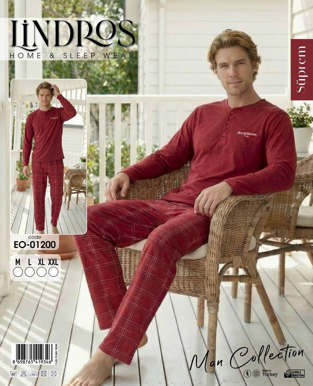 LİNDROS 01200 ERKEK SÜPREM PİJAMA TAKIMI