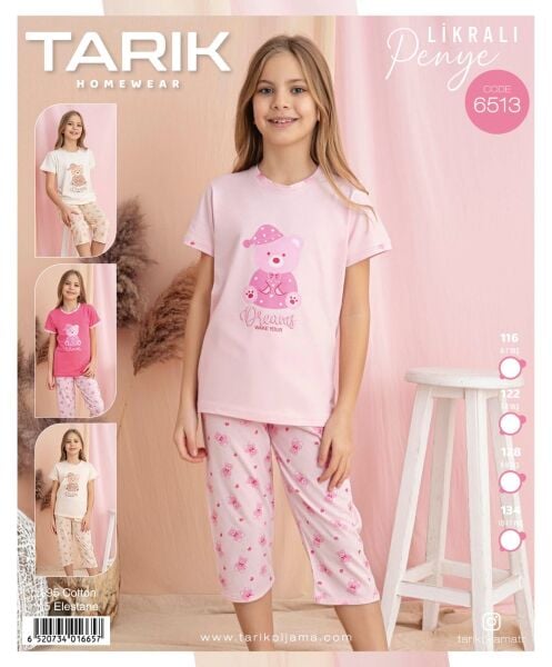 TARIK 6513 KIZ 7-11 YŞ KAPRİ PİJAMA TAKIM