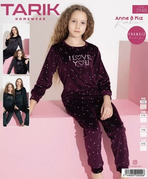 TARIK 3148 KIZ 5-9 YŞ FRANSIZ KADİFE PİJAMA TAKIM