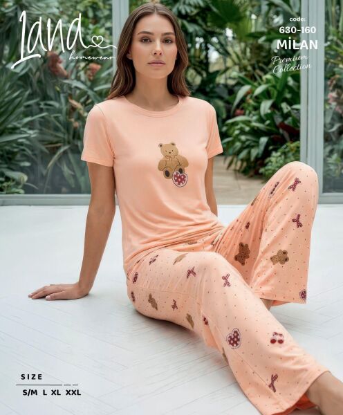 LANA 630-160 BAYAN MİLAN KISA KOL PİJAMA TAKIM