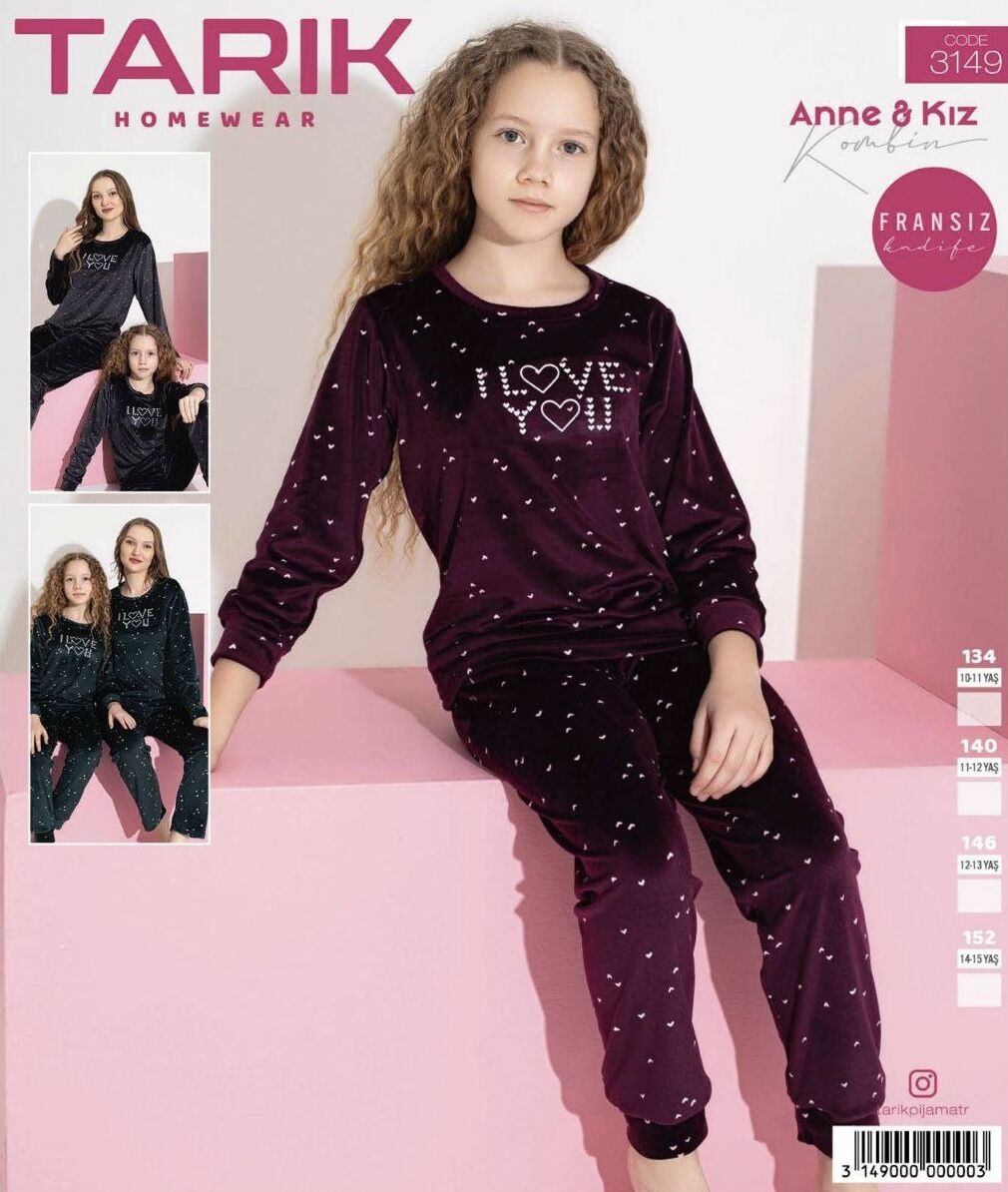 TARIK 3149 KIZ 10-15 YŞ FRANSIZ KADİFE PİJAMA TKM