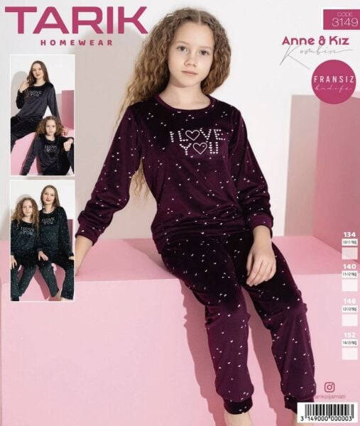 TARIK 3149 KIZ 10-15 YŞ FRANSIZ KADİFE PİJAMA TKM