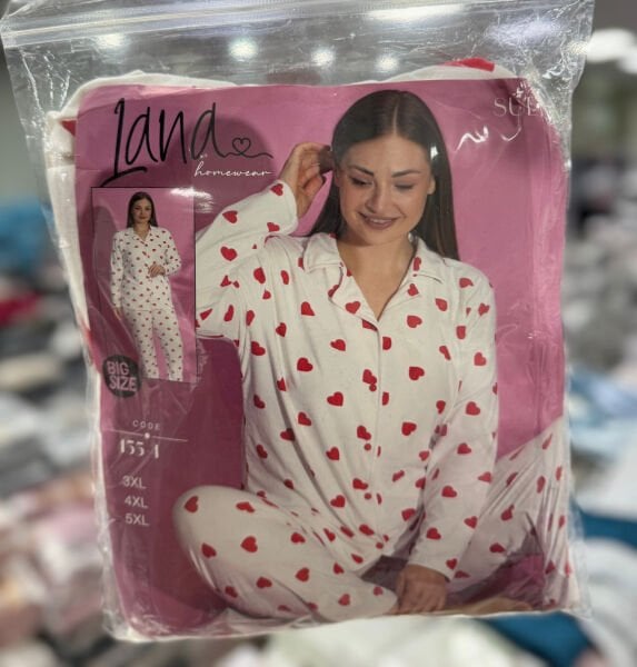 LANA 455-4 BAYAN SÜET KALPLİ BATTAL PİJAMA TAKIM