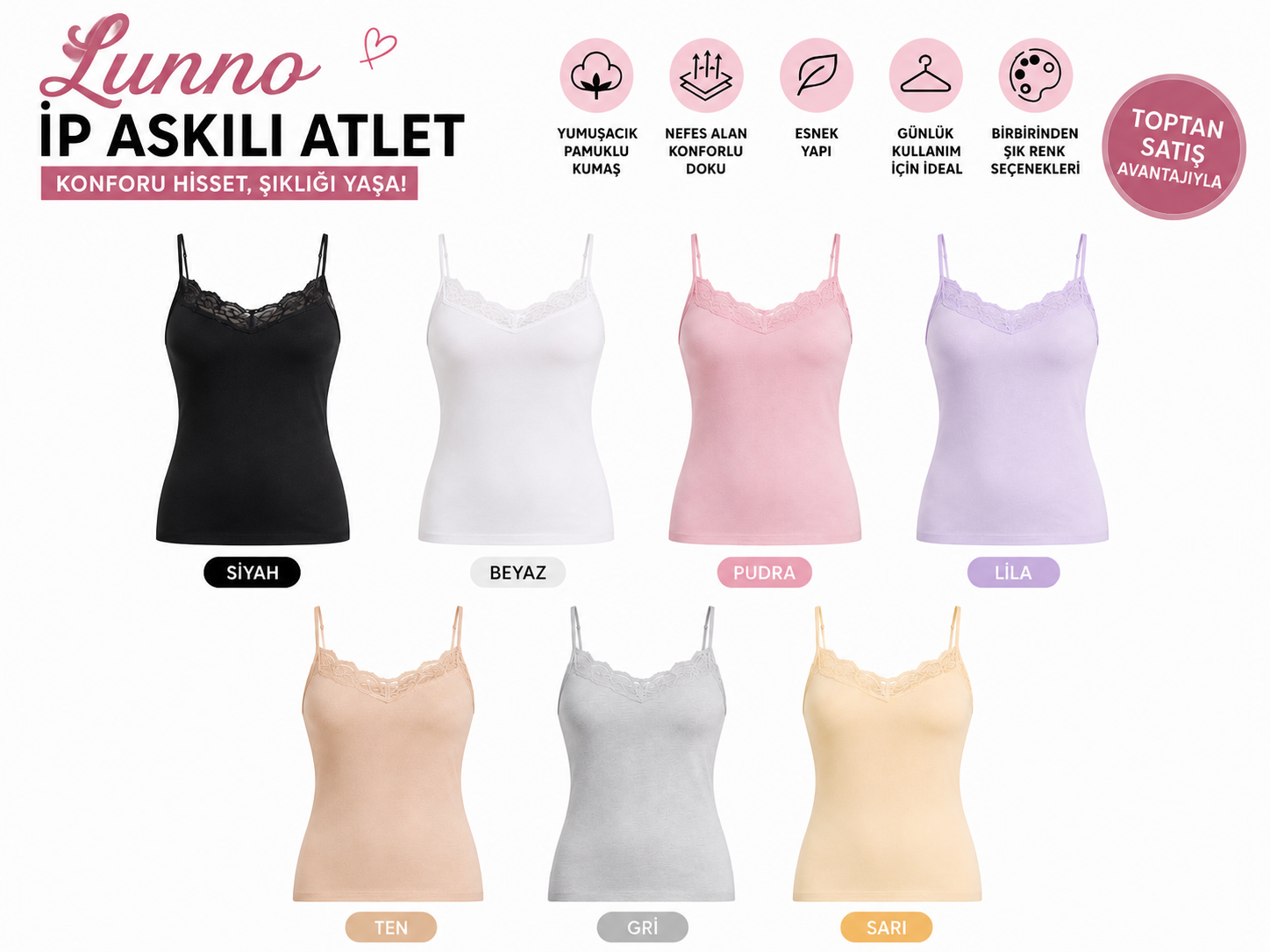 LUNNO 7000 BAYAN DANTELLİ İP ASKI ATLET