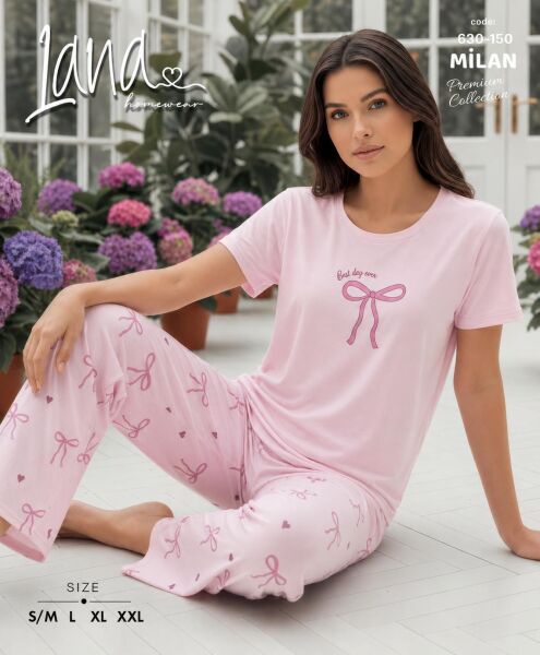 LANA 630-150 BAYAN MİLAN KISA KOL PİJAMA TAKIM