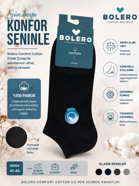 BOLERO E20 ERKEK DİKİŞSİZ PAMUK PATİK