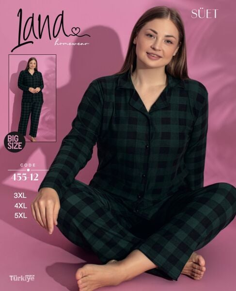 LANA 455-12 BAYAN SÜET BATTAL PİJAMA TAKIM
