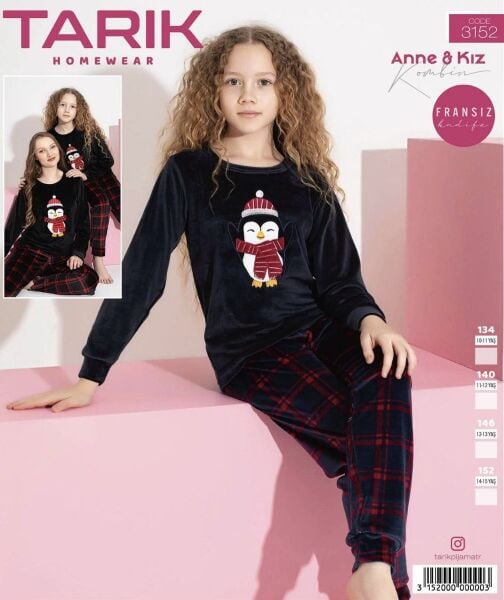 TARIK 3152 KIZ 10-15 YŞ FRANSIZ KADİFE PİJAMA TKM