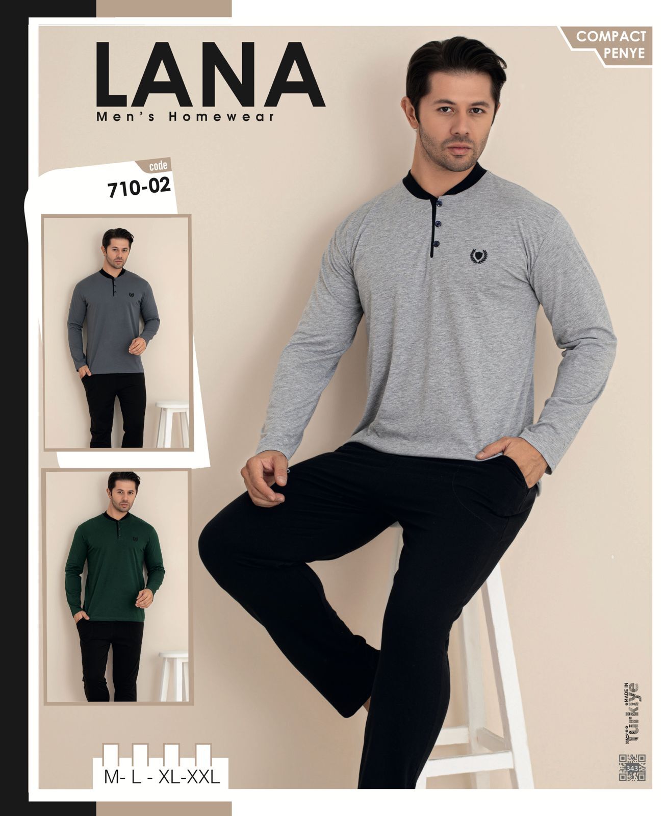 LANA 716-02 ERKEK HAKİM YAKA BİYELİ PİJAMA TAKIMI