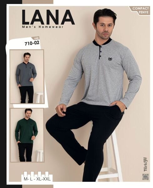 LANA 716-02 ERKEK HAKİM YAKA BİYELİ PİJAMA TAKIMI