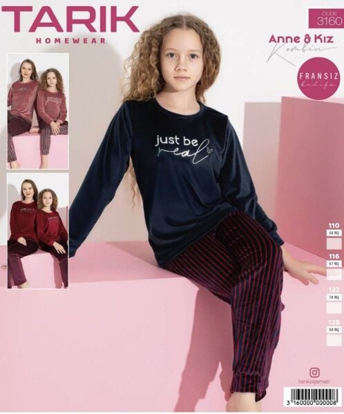 TARIK 3160 KIZ 5-9 YŞ FRANSIZ KADİFE PİJAMA TAKIM