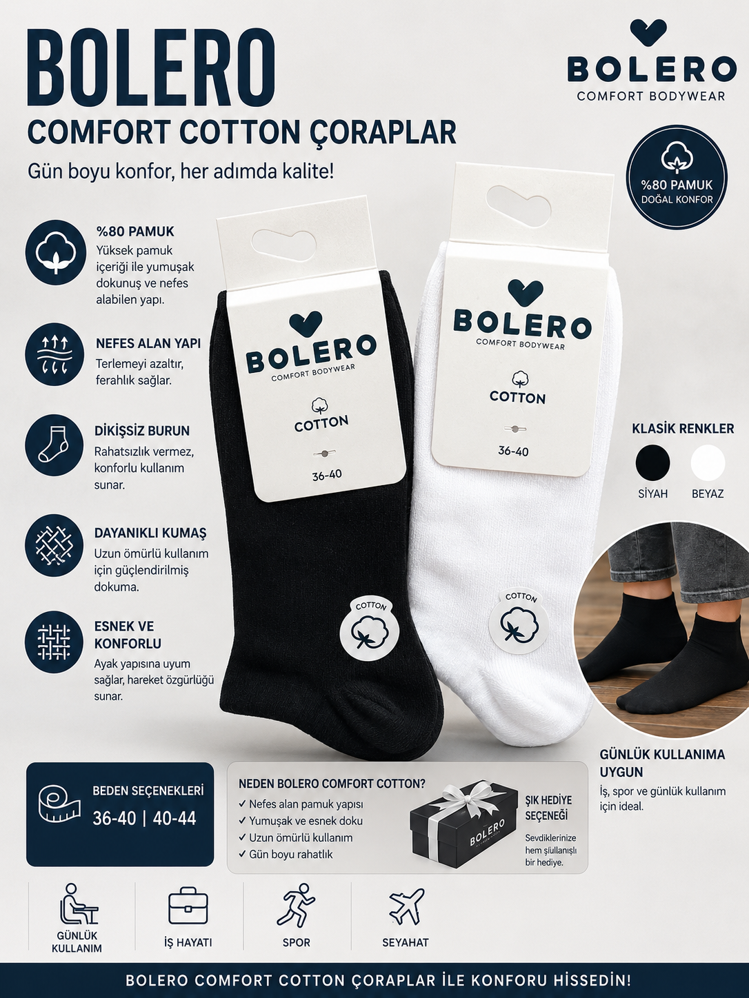 BOLERO B63 BAYAN DİKİŞSİZ PAMUK PATİK
