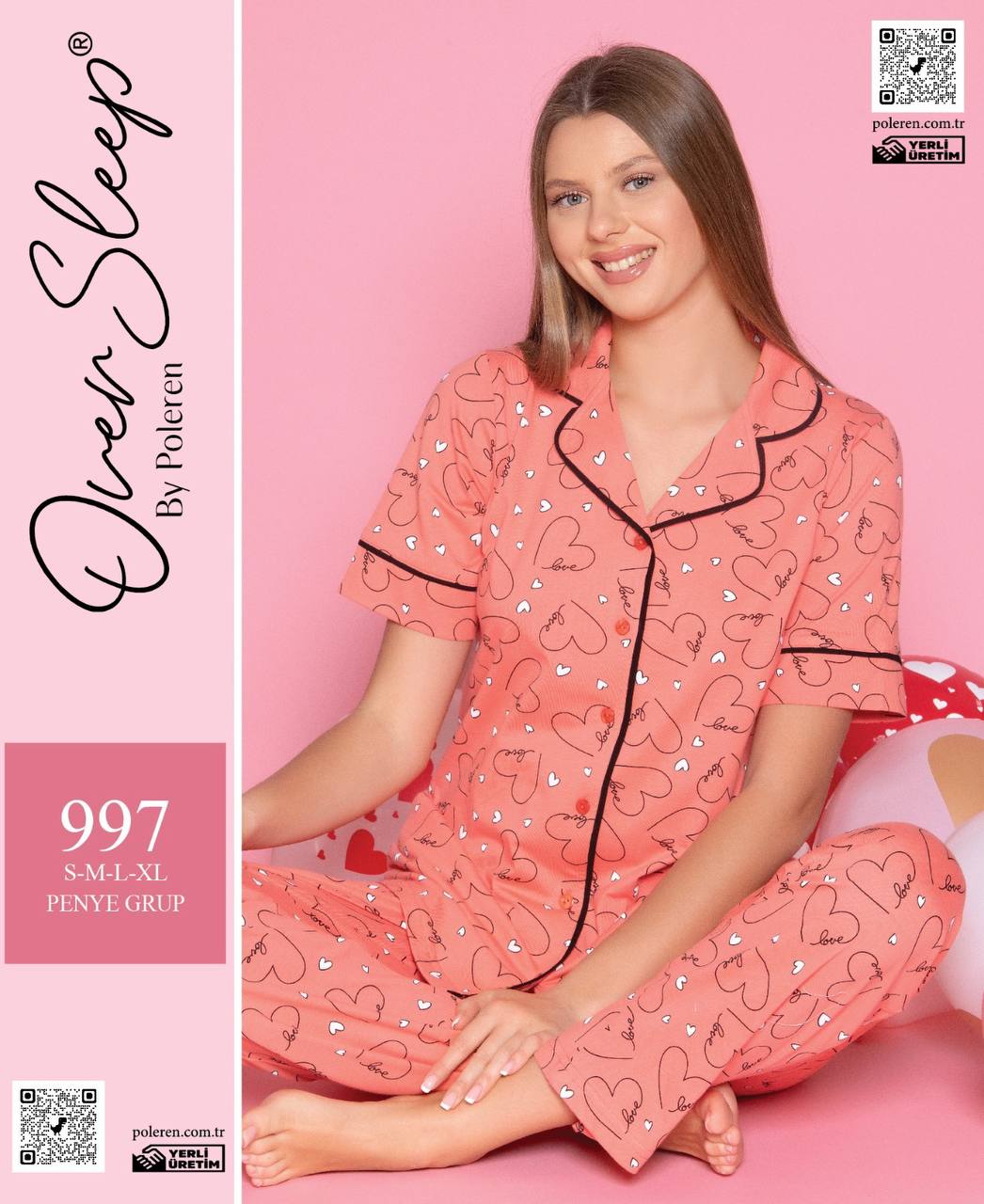 OVER SLEEP 997 BAYAN DÜĞMELİ KISAKOL PİJAMA TAKIM