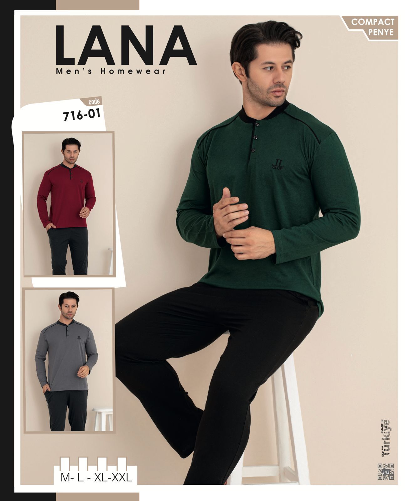 LANA 716-01 ERKEK HAKİM YAKA BİYELİ PİJAMA TAKIMI