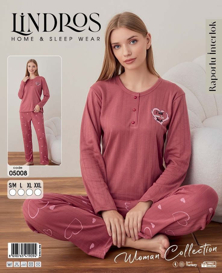 LİNDROS 05008 RAPORLU İNTERLOK PİJAMA TAKIM
