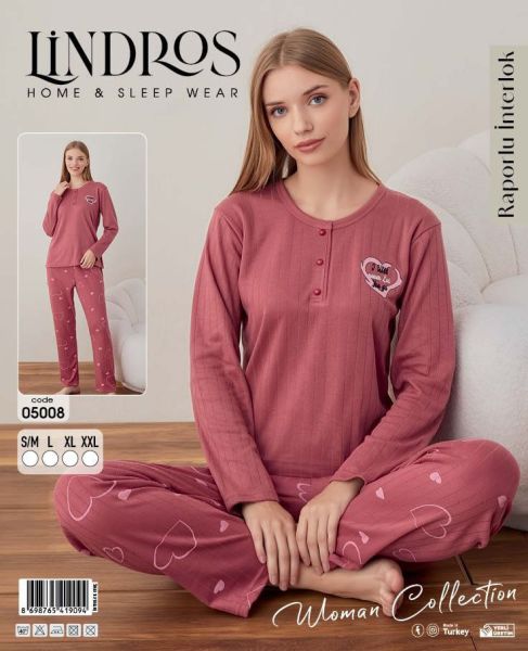 LİNDROS 05008 RAPORLU İNTERLOK PİJAMA TAKIM