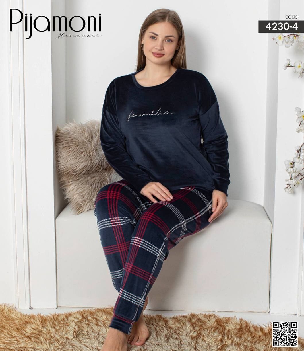 PİJAMONİ 4230-4 YENİ FRANSIZ BTTL KADİFE PİJAMA TK