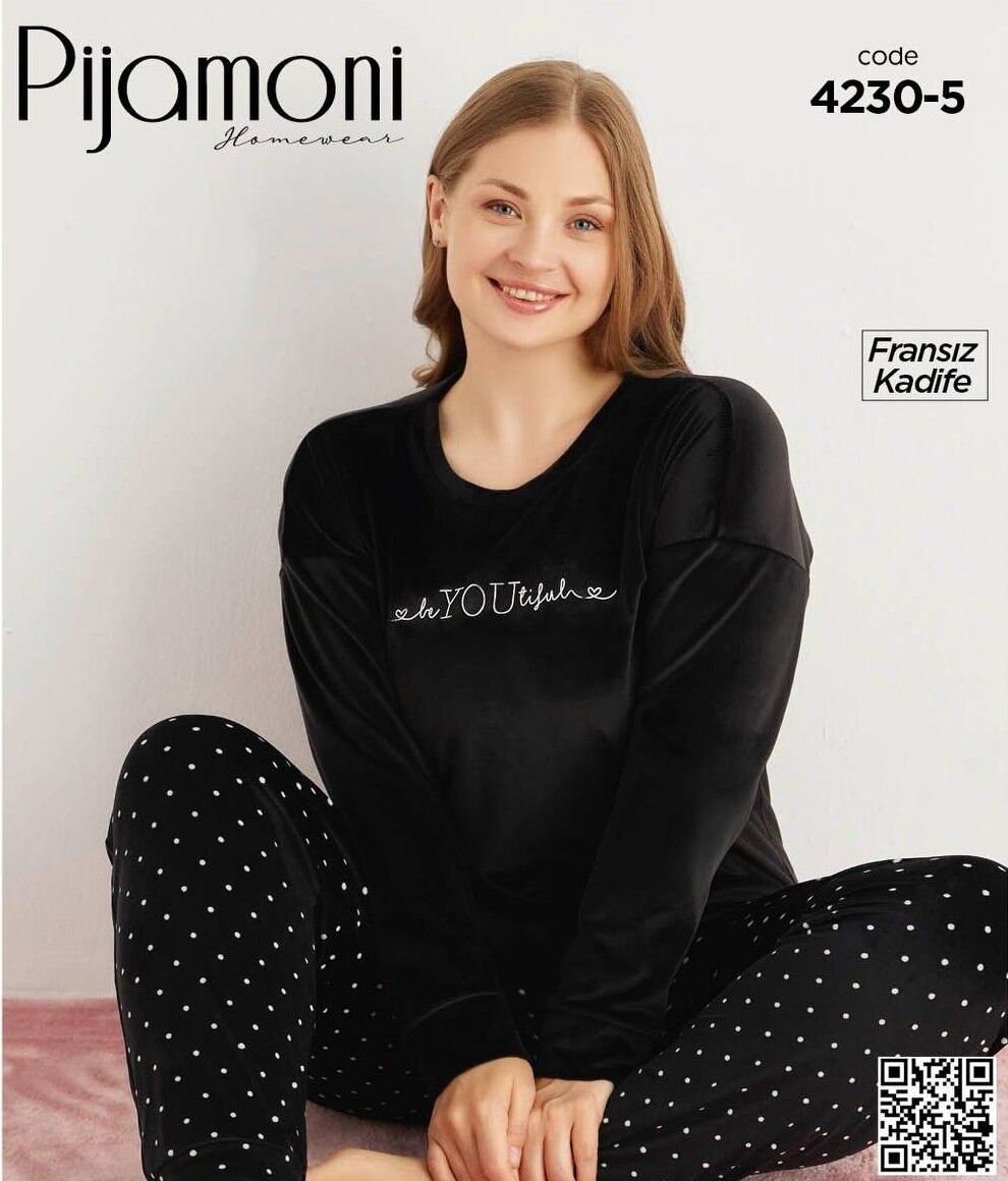 PİJAMONİ 4230-5 YENİ FRANSIZ BTTL KADİFE PİJAMA TK
